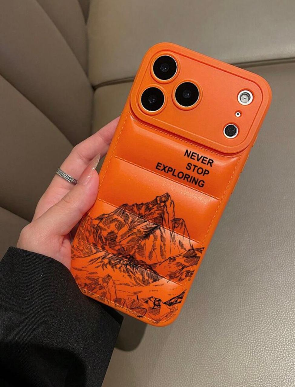 Never Stop Exploring Puffer Case