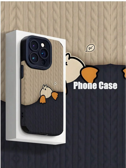 Cute Duck Peek 2-Tone Phone Case
