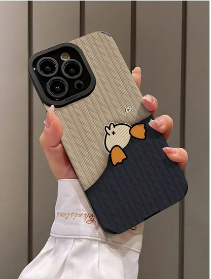 Cute Duck Peek 2-Tone Phone Case