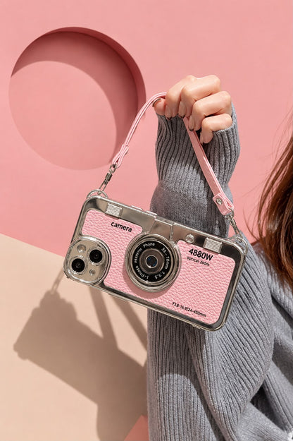 Blush Retro Camera Wristlet Case