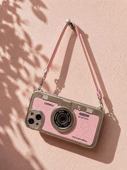 Blush Retro Camera Wristlet Case