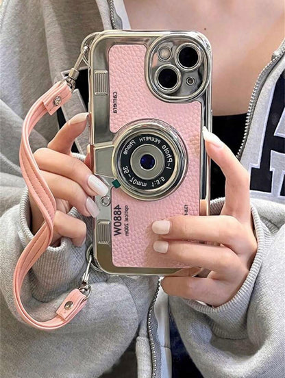 Blush Retro Camera Wristlet Case