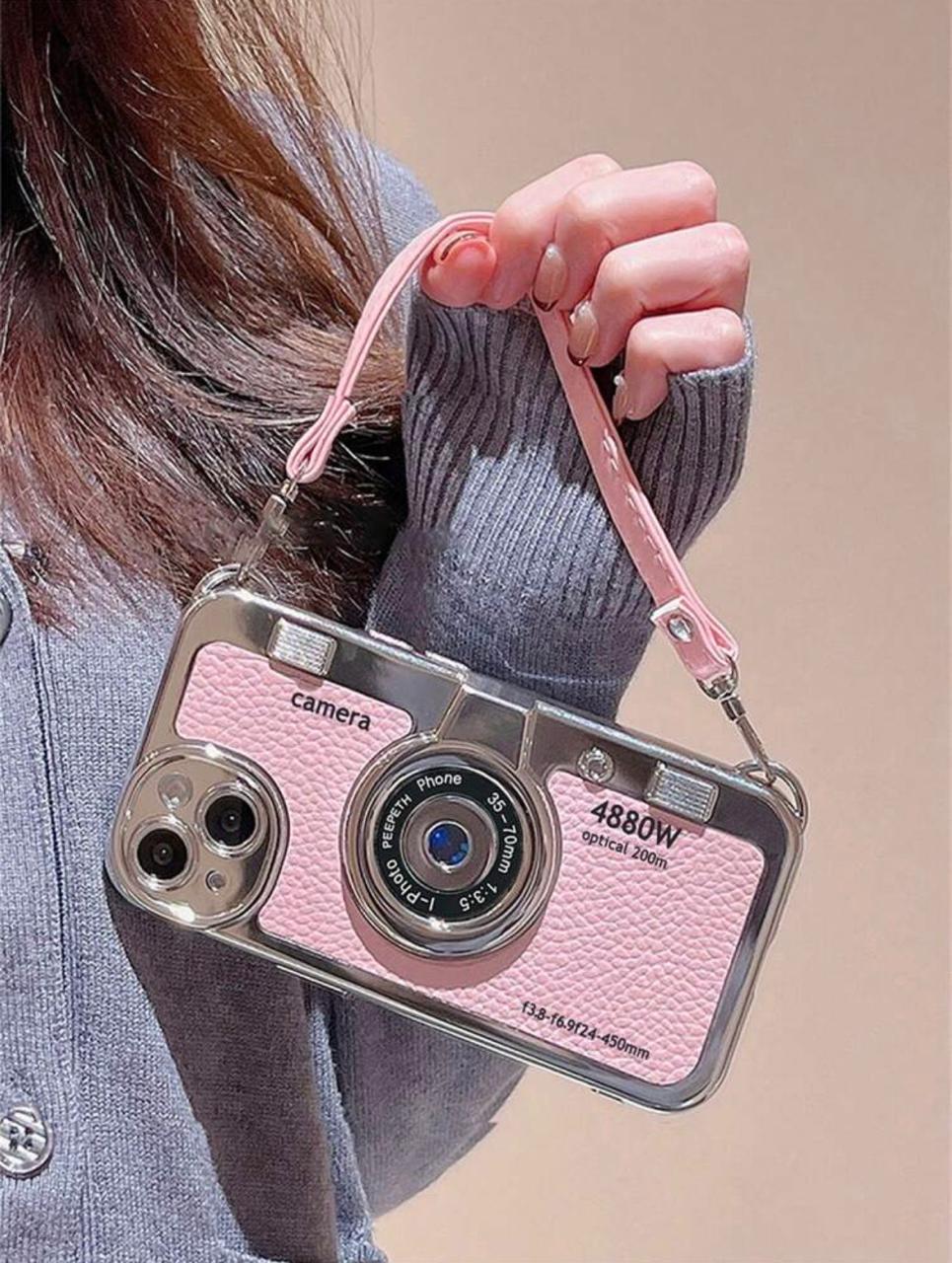 Blush Retro Camera Wristlet Case