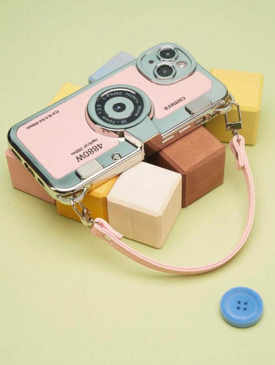 Blush Retro Camera Wristlet Case