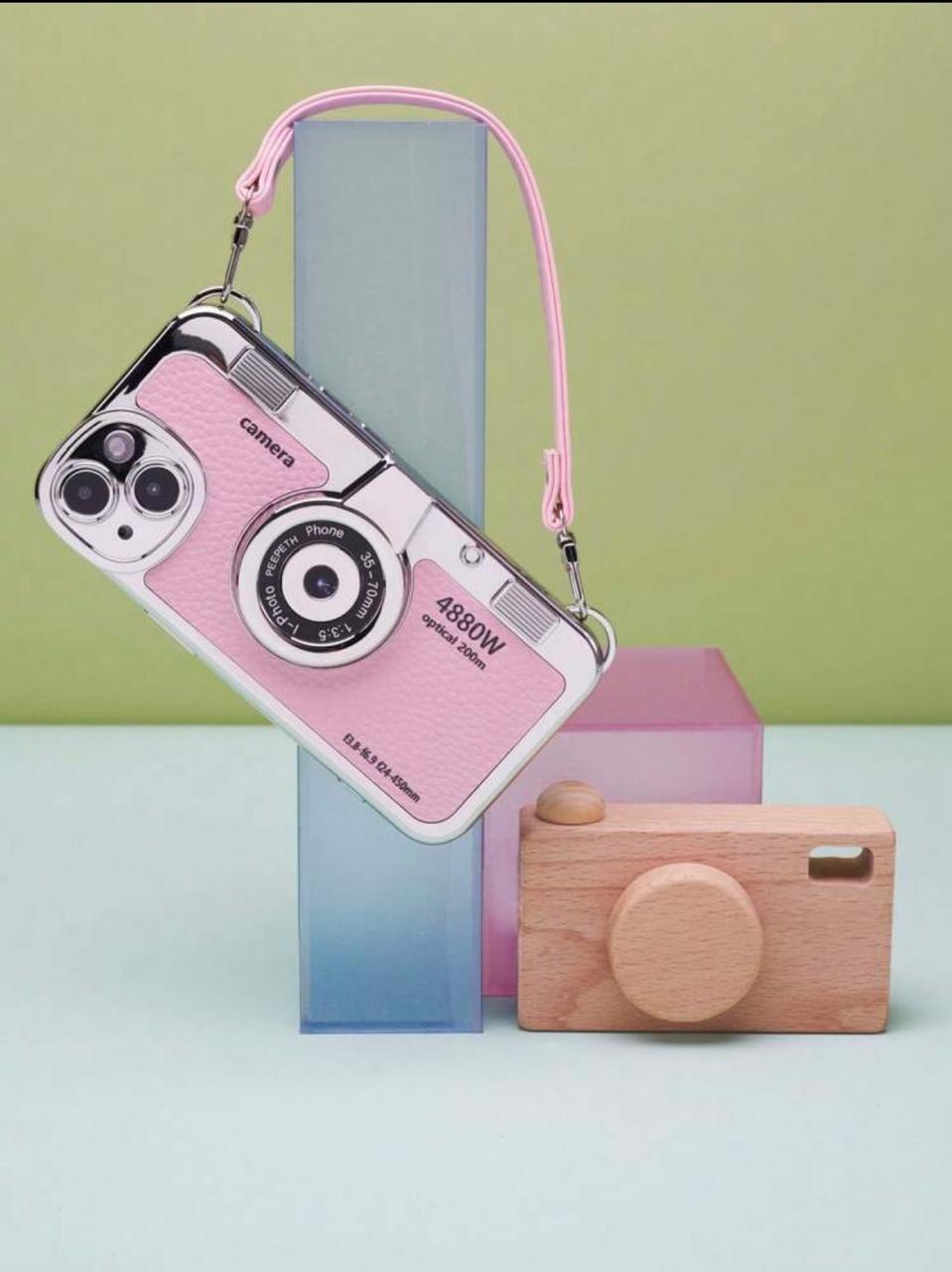 Blush Retro Camera Wristlet Case