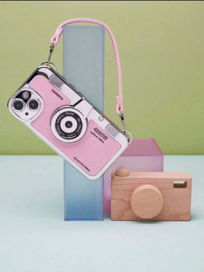 Blush Retro Camera Wristlet Case